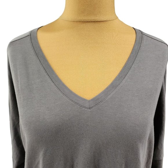 Life is Good Womens Gray Long Sleeve Embroidered 100% Cotton Top Size XXL - Picture 4 of 8